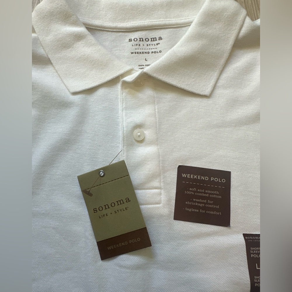 Men’s short sleeve polo shirt, size, large color, off-white/cream color